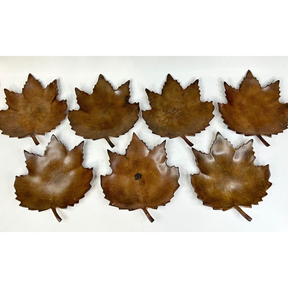 Set of 7 Metal Maple Leaf Vintage Decor Tray Fall Decor Home Entertaining Plates
